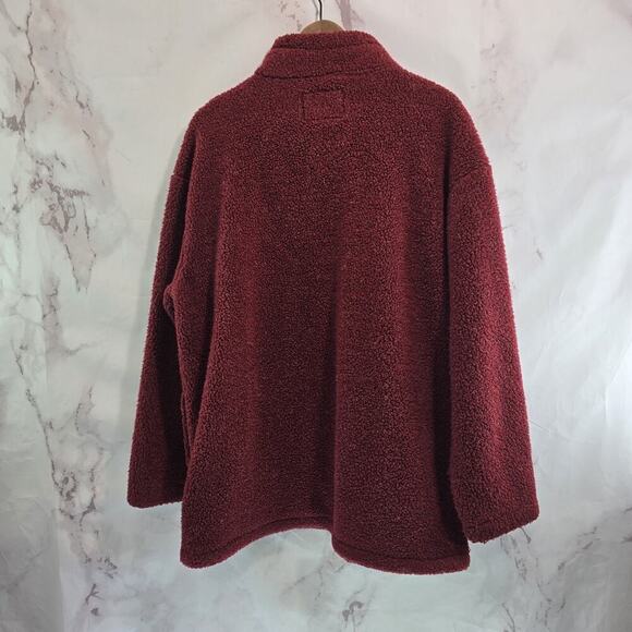 Woolrich Pullover Mens Large Red Fleece Vintage Quarter Zip Pile Fuzzy Sweater - Picture 5 of 10